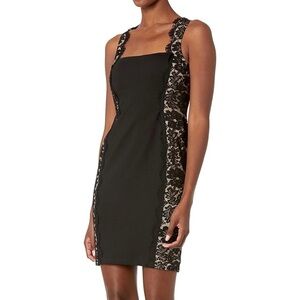 Aidan Mattox Women's Lace Panel Black and Nude Sheath Dress Size 6